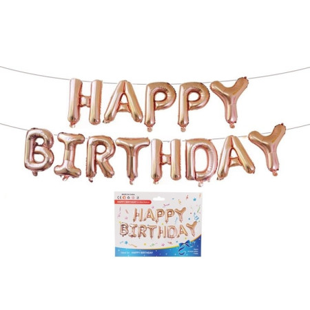 Set baloane folie Cyrax, Happy Birthday, 40 cm, rose gold