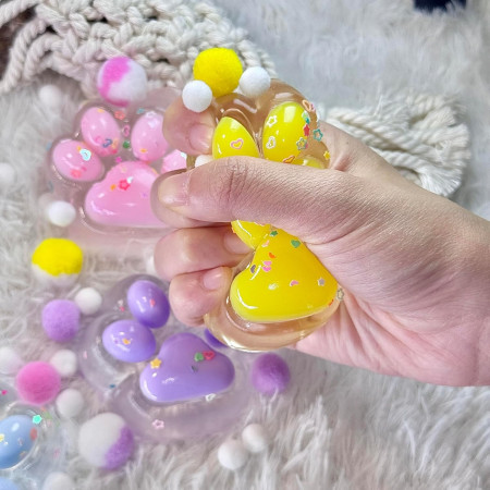 Jucarie Antistres Squishy, Cyrax, cu Revenire Lenta, Labuta de Pisica Pufoasa, 7.5 cm, Ambalaj Transparent, Model 270510, Multicolor