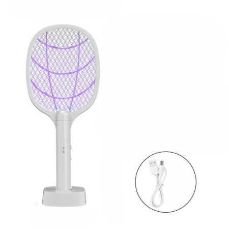 Lampa Electrica Impotriva Tantarilor,  43 x 18 x 9.2 cm, Reincarcabila cu Cablu USB Inclus, Plasa din Aluminum Alb