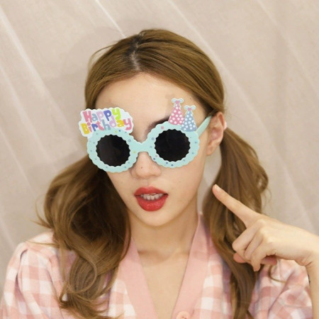 Ochelari Decorativi, Cyrax, pentru Petrecere, din ABS, Unisex, Model Happy Birthday, 13.5 x 8.5 cm, Albastru