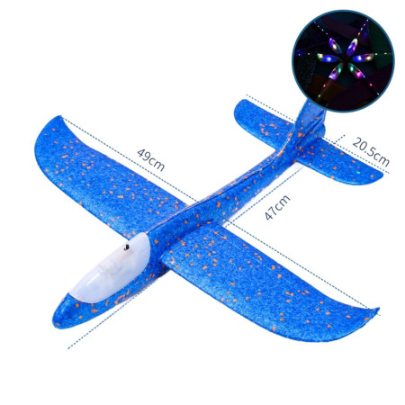 Avion Planor Cyrax, cu Lumini pe Toata Lungimea, din Poliester, 48 cm, Albastru