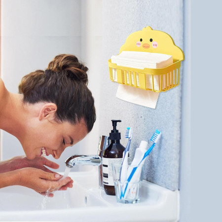 Cutie de Depozitare,  din Plastic, Montare pe Perete, Model Ratusca, 13x19x12 cm, Galben