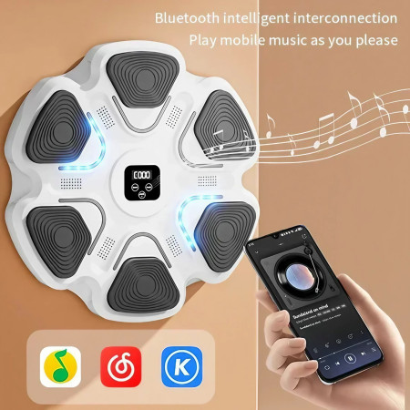 Aparat Box Cu Muzica, Montabil pe Perete, Cyrax, Alb, Difuzor, Bluetooth, Iluminare LED, 38 x 27 x 32 cm, Manusi Incluse