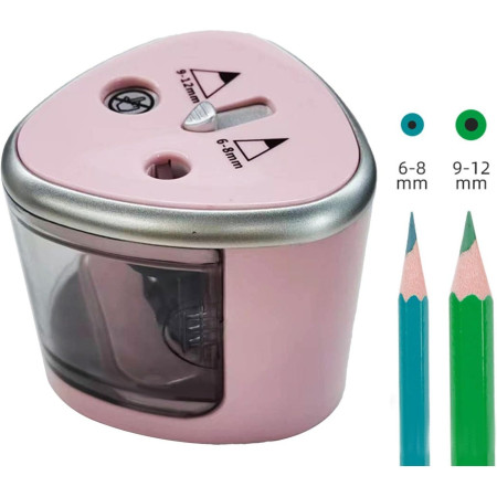Ascutitoare Electrica cu 2 Gauri,  Gri, Baterii 4 x AA (neincluse), 7.5 x 7.5 x 7.5 cm, Roz