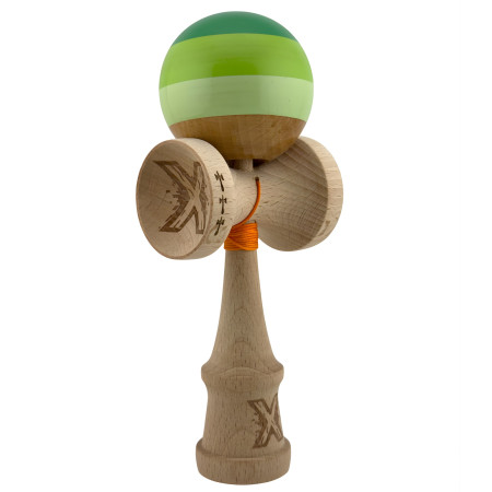 Kendama X Originala, Profesionala, Cyrax, Big Cups V2, Super Sticky Legendary Cupe Mari, Rulment Metalic cu Ata 55 cm, Verde Mix