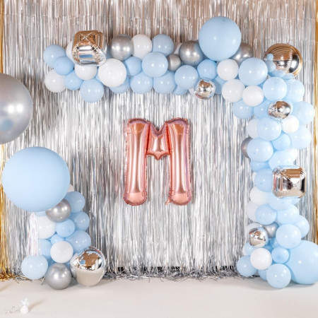 Balon Folie Metalizata Litera M, Cyrax, 100 cm, Umflati cu Heliu sau Aer, Ambalaj Individual, Pai inclus, Rose Gold