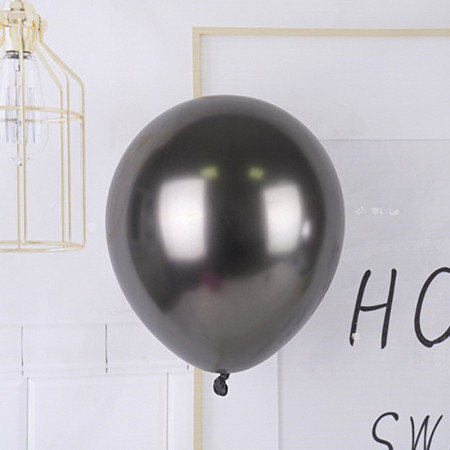 Set 12 Baloane, Cyrax, din Latex Chrome, 25 cm, Negru