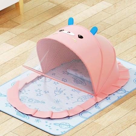 Husa Anti-Tantari, Cyrax, Pliabila, Protectie 360 Grade, Parasolar, 0-1 An, 60 x 55 x 5 cm, Roz