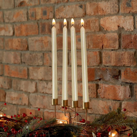 Lumanare Decorativa,  pentru Masa, 25 cm, din Parafina, fara Fum, Ardere 7.5h, Alb