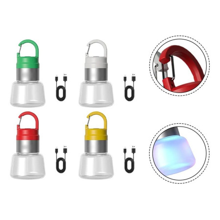 Lampa Portabila,  de Voiaj/Camping, Incarcare USB, IPX5, LED RGB, din ABS, 300 mAh, 10 x 5.5 x 5.5 cm, Alb