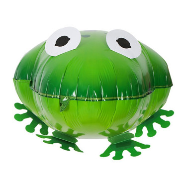 Balon din Folie Metalizata, Cyrax, Figurina Animata, Model Broasca, 53x40 cm, Ambalaj Individual, Pai Inclus, Umflare cu Aer sau Heliu, Verde