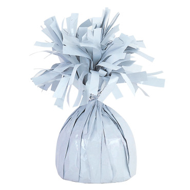 Greutate pentru Baloane cu Heliu, Cyrax, din Folie cu Franjuri, 170g, 13 x 5 x 3 cm, Alb