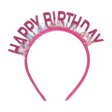 Coronita Decorativa pentru Petreceri, Cyrax, Tema Aniversare, Model Happy Birthday, Marime Universala, Roz