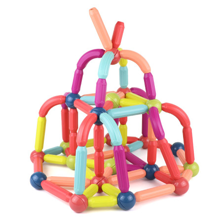 Set 100 Piese Magnetice de Constructie, Cyrax, Magnetic Sticks, Bastonase si Bile, 3 Ani, ABS, Magnet, 24 x 18.5 x 14 cm, Multicolor