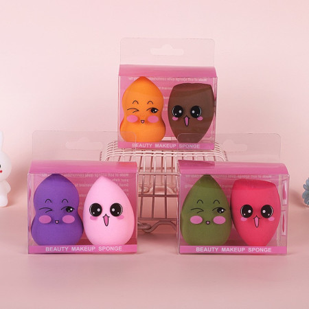 Set 2 Buretei de Machiaj, Cyrax, Puternic Absorbant, Utilizare Umeda si Uscata, din Poliuretan, 4 x 6 cm, Multicolor