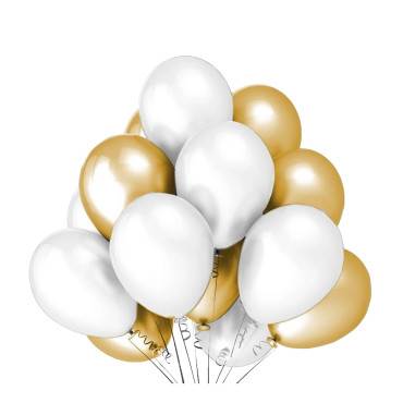 Set 10 Baloane din Latex Metalizate, Cyrax, Model Party, 5x Alb, 5x Nude, 23 cm, 2.2 g