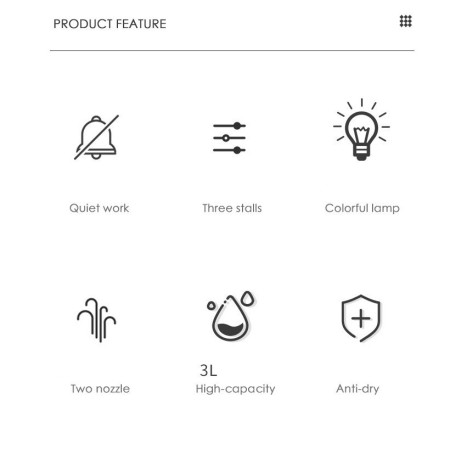 Umidificator cu duza dubla,  de capacitate mare 3L, alb