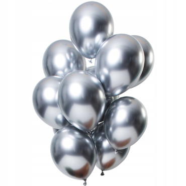 Set 10 Baloane din Latex Chrome, Cyrax, Model Party, 13 cm, Silver, 1 g