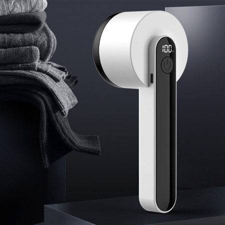 Aparat Pentru Curatat Scame, Par Si Praf,  Trimmer pentru Diferite Tipuri De Material, Cu Lame Din Otel Inoxidabil, Maner Ergonomic, Incarcare Prin USB, Alb