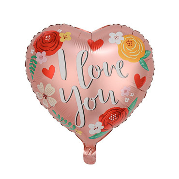 Balon din Folie Metalizata, Cyrax, Figurina Inimioara, Model I LOVE YOU, Tematica Iubire, 45 cm, Ambalaj Individual, Pai Inclus, Umflare cu Aer sau Heliu, Rosu Multicolor