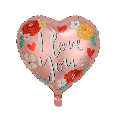 Balon din Folie Metalizata, Cyrax, Figurina Inimioara, Model I LOVE YOU, Tematica Iubire, 45 cm, Ambalaj Individual, Pai Inclus, Umflare cu Aer sau Heliu, Rosu Multicolor