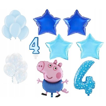 Balon din Folie Metalizata, Cyrax, Figurina Stea, Model Simplu, Tematica Aniversare, 40 cm, Ambalaj Individual, Pai Inclus, Umflare cu Aer sau Heliu, Bleu