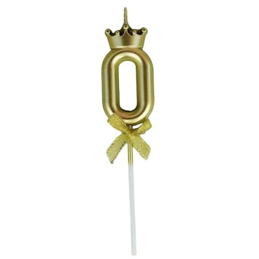 Lumanare pentru Tort Cifra 0, Model Coroana, Gold, Cyrax, Party