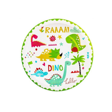 Set 10 Farfurii Petrecere, Cyrax, Colectia Dino Park, 23 cm Diametru, din Carton, Multicolor