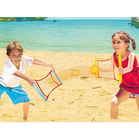 Joc Spikeball, Cyrax, Joc in 2, pentru Plaja, Parcuri, Interior, 2 Plase, 2 Mingi, Multicolor