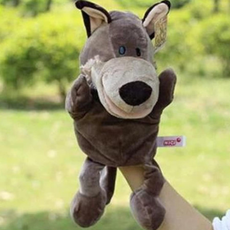 Papusa de Mana pentru Teatru de Papusi, Cyrax, din Plus, 25 x 10 x 8 cm, Model Lup, Bej