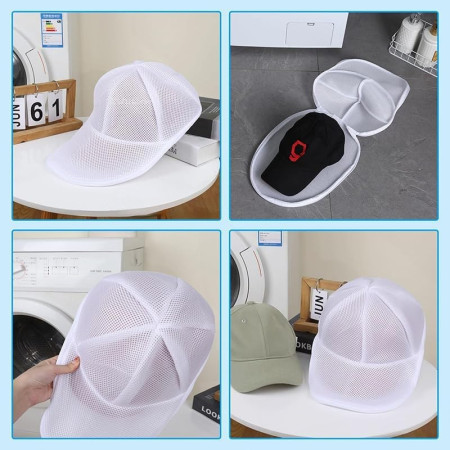 Husa de Spalare Sapca,  pentru Masina de Spalat, din Poliester, Circumferinta 53 cm, cu Fermoar, Alb