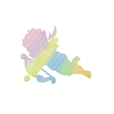 Jucarie antistres din silicon Cyrax, Pop it Now and Flip It , 40x45 cm, Cupidon, Fosforescent, Multicolor