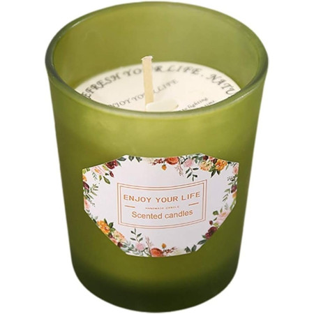 Lumanare Parfumata,  Model Pahar Verde, Aroma de Ghimbir, din Ceara de Soia, 6.2 x 5.2 cm, Verde