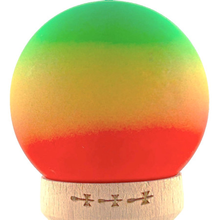 Kendama X Originala, Profesionala, Cyrax, Big Cups V2, Rubber Grip cu Cupe Mari, Rulment Metalic cu Ata 55 cm, Verde/Galben/Rosu