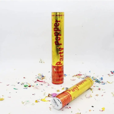 Tub de Confetii, Cyrax, Party Popper, 60x5 cm, Confetii Asortate din Aluminiu, Multicolor