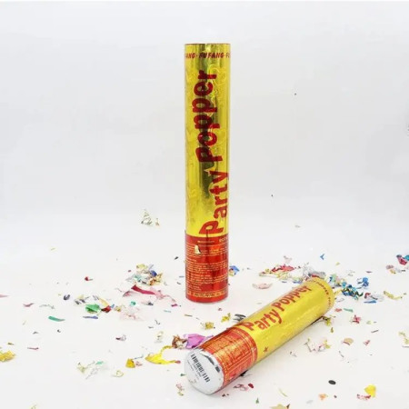 Tub de Confetii, Cyrax, Party Popper, 60x5 cm, Confetii Asortate din Aluminiu, Multicolor