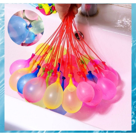 Set 111 Baloane din Latex, Cyrax, Aqua Party, Sistem de Umplere Rapida, 10 cm Diametru, Multicolor