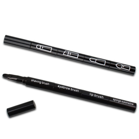 Set Pensule de Machiaj 4in1, Cyrax, pentru Fard, Sprancene si Buze, 16 cm, din Plastic, Negru