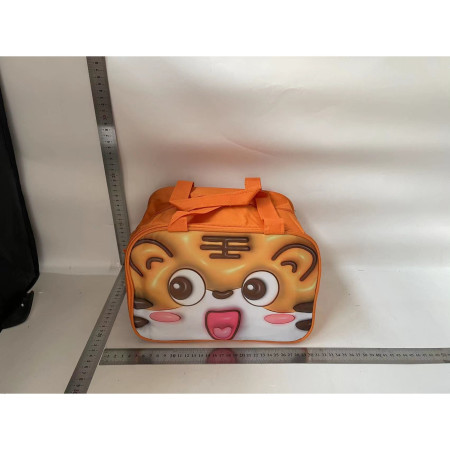 Geantă Frigorifică, Cyrax, cu Desene Animat 3D, Portabilă pentru Copii, de Prânz, din Pânză Oxford, 27.5x18x20 cm, Model Tigru, Portocaliu