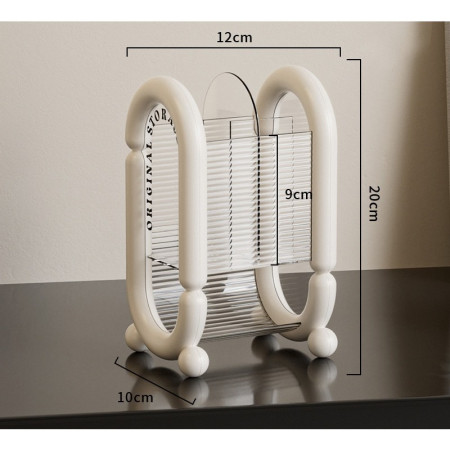 Cutie pentru Depozitare Cosmetice,  pentru Pensule, Creioane si Buretei, 4 Compartimente, din Plastic, 12 x 10 x 20 cm, Alb