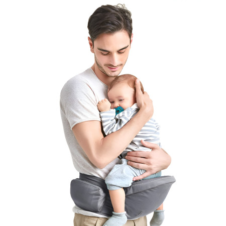 Marsupiu Ergonomic 3in1, Cyrax, pentru Bebelusi si Copii, 0-36 Luni, Bretele Reglabile pentru Umar si Sold, Inchidere Catarama, 125x25x14 cm, Gri