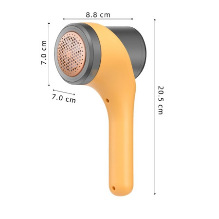 Aparat Scame si Par Haine,  Electric, USB inclus, Periuta Curatare, pentru Diferite Tesaturi, 3 Trepte, 20.5 x 8.8 x 7 cm, Galben