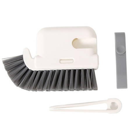 Perie Multifunctionala 3 in 1 de Curatare,  pentru Bucatarie, Vesela, Geamuri, Cap Detasabil, 9x15x2.5 cm, Gri