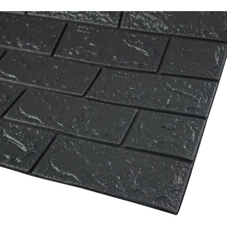 Set 10 Placi Tapet 3D,  70 x 77 cm, Grosime 3 mm, din Polietilena, Model Caramida, Suprafata acoperita 5.3 mp, Negru