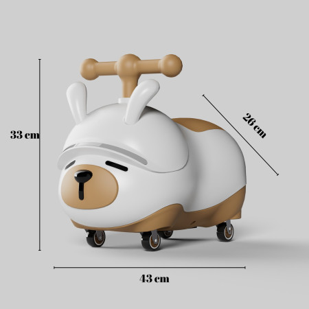 Masinuta Ride-On Cyrax, Sistem Anti-Rasturnare, Sistem de Lumini si Sunet, Bluetooth, 1-3 Ani, Model Catel, 43 x 33 x 26 cm, Alb - Maro