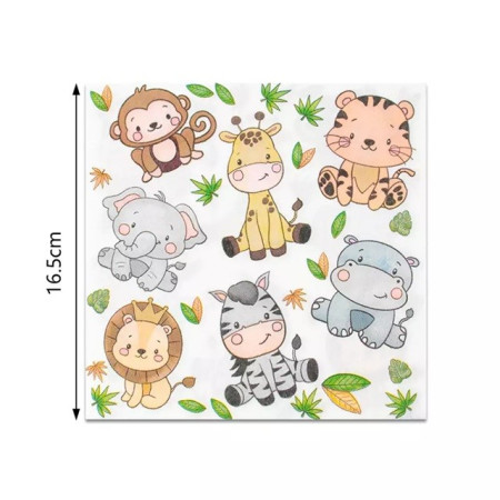 Set 20 de Servetele de Masa, Cyrax, Imprimeu Jungle, din Hartie, 16.5 x 16.5 cm, Multicolor