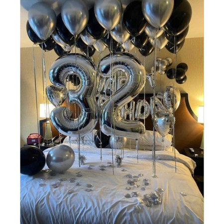 Balon din Folie Metalizata Cyrax, Figurina Cifra, Tema Aniversare 40 cm, Ambalaj Individual, Pai inclus, Umflare cu Aer sau Heliu, Argintiu, Cifra 3