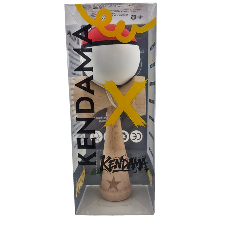 Kendama X Originala, Profesionala, Cyrax, din Lemn, Rubber Grip, 18 cm, Rosu/Alb