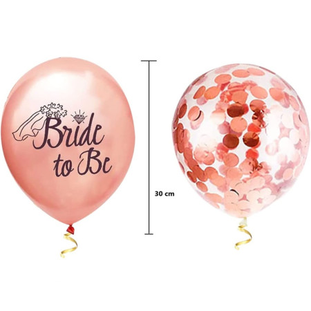 Set 10 Baloane din Latex, Cyrax, Model Party Bride To Be, 30 cm, 2.8 g, Transparent, cu Confetti, Roz
