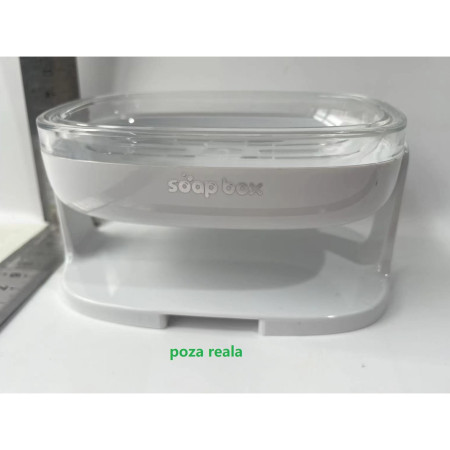 Savoniera cu Suport 2 in 1,  Pentru Perete sau Blat, PET, Scurgere Optima, Alb